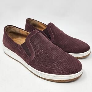 Aetrex Slip-on Comfort Sneakers Women 10M Kenzie Burgundy Leather Snake Texture